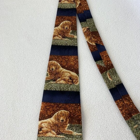 Golden Retriever 100% Silk 57” Dog And Baseball Men’s Tie Bonnie Marris - Picture 4 of 8